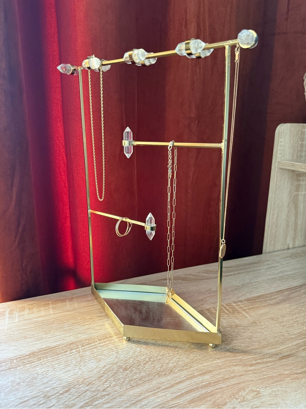 Gold Jewelry Display Stand with Crystal Accents